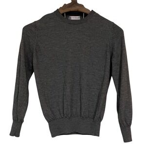 Brunello Cucinelli Mens Gray Cashmere Silk Longsleeve Sweater Luxury  IT48 US48